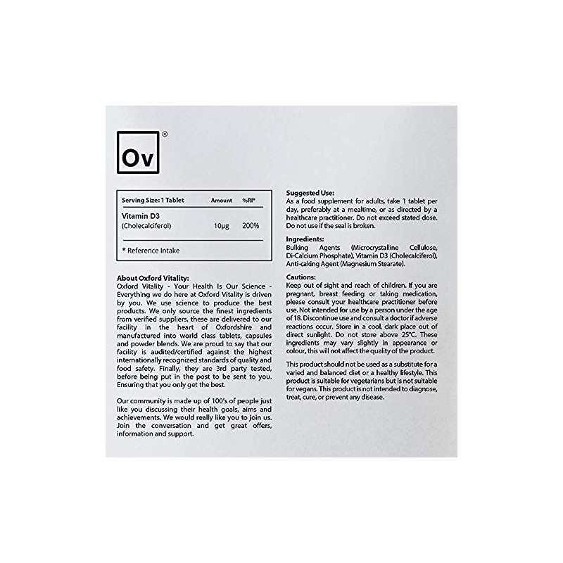 Vitamin D3 Tablets | 400 iu Supplement for Immune &