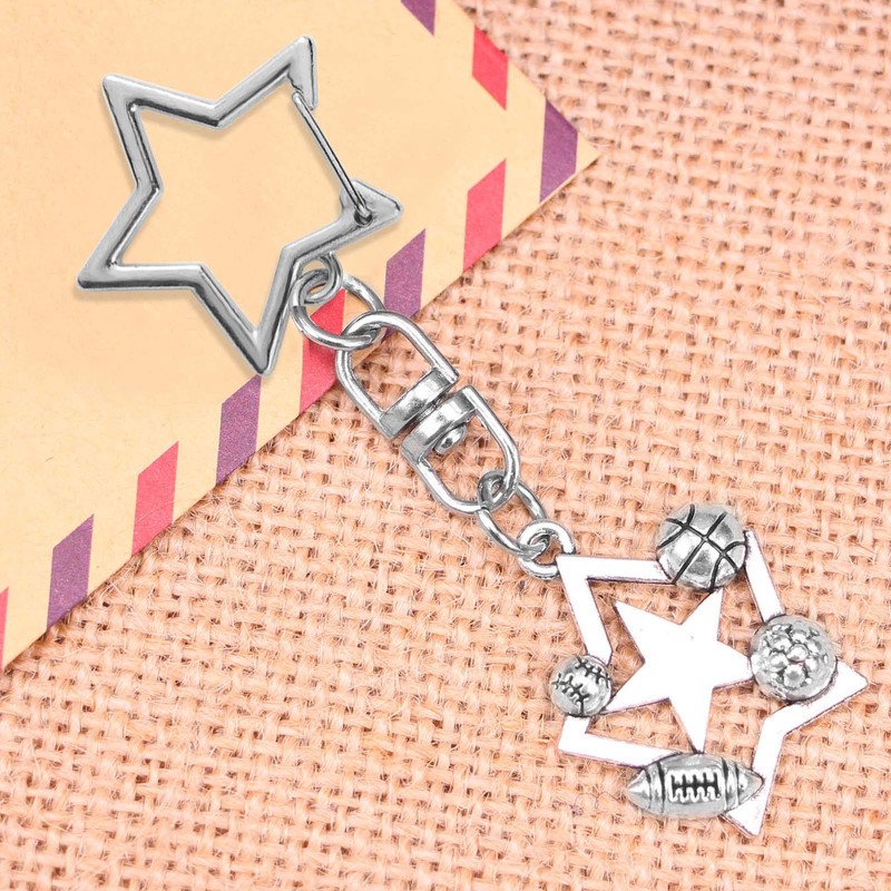 60Pcs Star Shaped Spring Snap Keychain Clip,Metal Swivel Clasp Snap