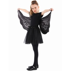 Seasons Angel Cape Wings for Girls, One Size (Black)