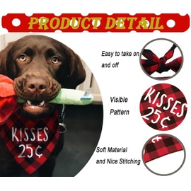 Dog Valentines Day Scarf, Plaid Pet Bandana Triangle Bibs Kerchief