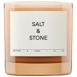 Salt & Stone Scented Candle for Women & Men | Coconut & Soy Blend Wax | Hand-Poured, Aromatic & Fragrant | 100% Cotton Wick | Long-Lasting 50 Hour Burn Time | Saffron & Cedar 8.5 oz