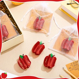 6 Pcs Red Apple Hair Clips Teacher Appreciation Gifts with Thank You Cards Cute Teacher Hair Claw Clips Barrettes for Thick and Thin Accessories
