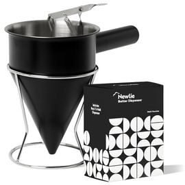 Pancake Batter Dispenser (Black) - Precise Pancake Maker and Versatile Kitchen Tool- Batter Dispenser - Durable Stainless Steel Funnel Design - Stainless Steel Pancake Batter Dispenser by Newlie