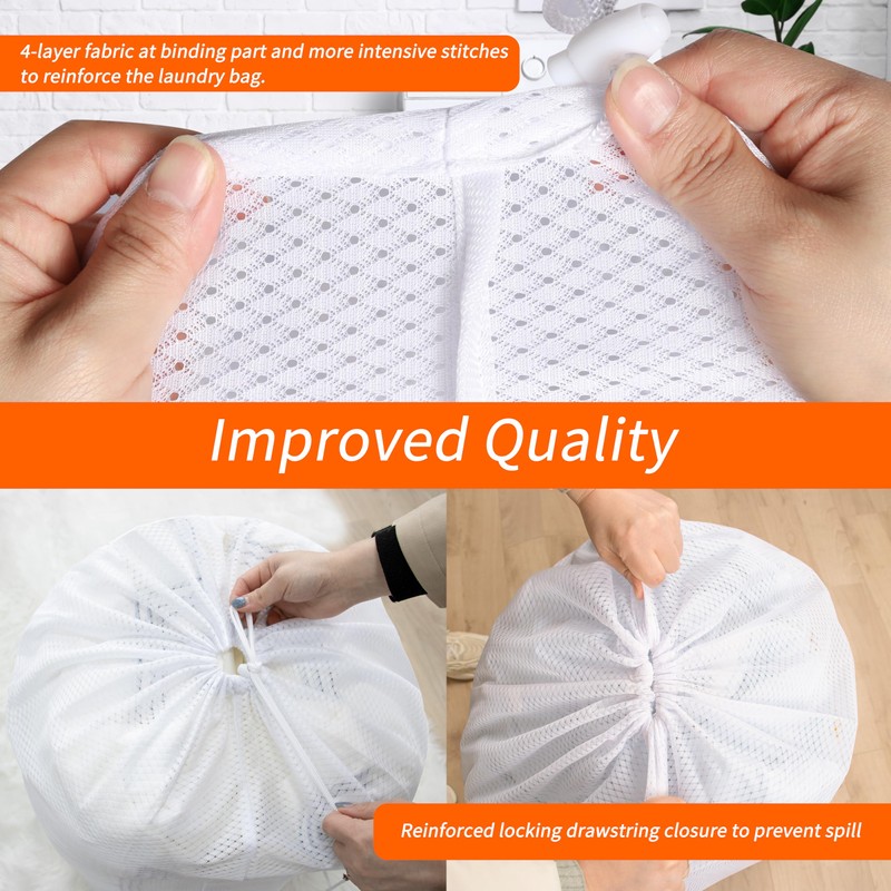 Polecasa Extra Heavy Duty Large Diamond Mesh Laundry Bags with