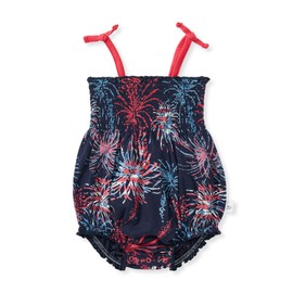 Burt's Bees Baby Baby Girls Romper - 100% Organic Cotton, One-Piece Shortall Girl Outfit for Sizes Newborn to 24 Months