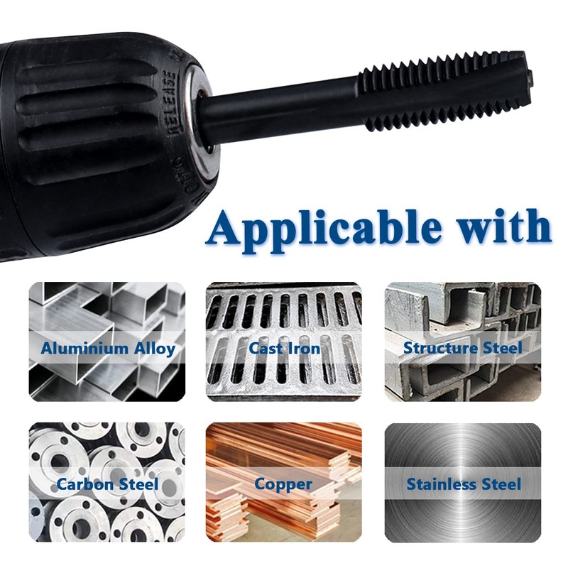 Bestgle 7 Pcs Straight Flute Tap Set Thread Taps HSS