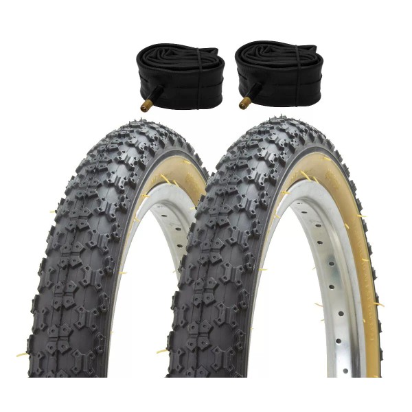 PRO+ PAIR OF BLACK GUM BICYCLE DURO BMX TIRES W/