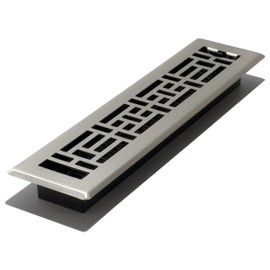 Decor Grates AJH214-NKL Oriental Floor Register, 2x14 Inches, Brushed Nickel