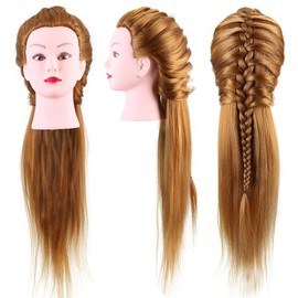 Hair Training Head 40% Real Human Hair Mannequin Head Hairdresser Training Head Cosmetology Doll Head Blond Training Head Tools Braiding Cutting Student Practice Model