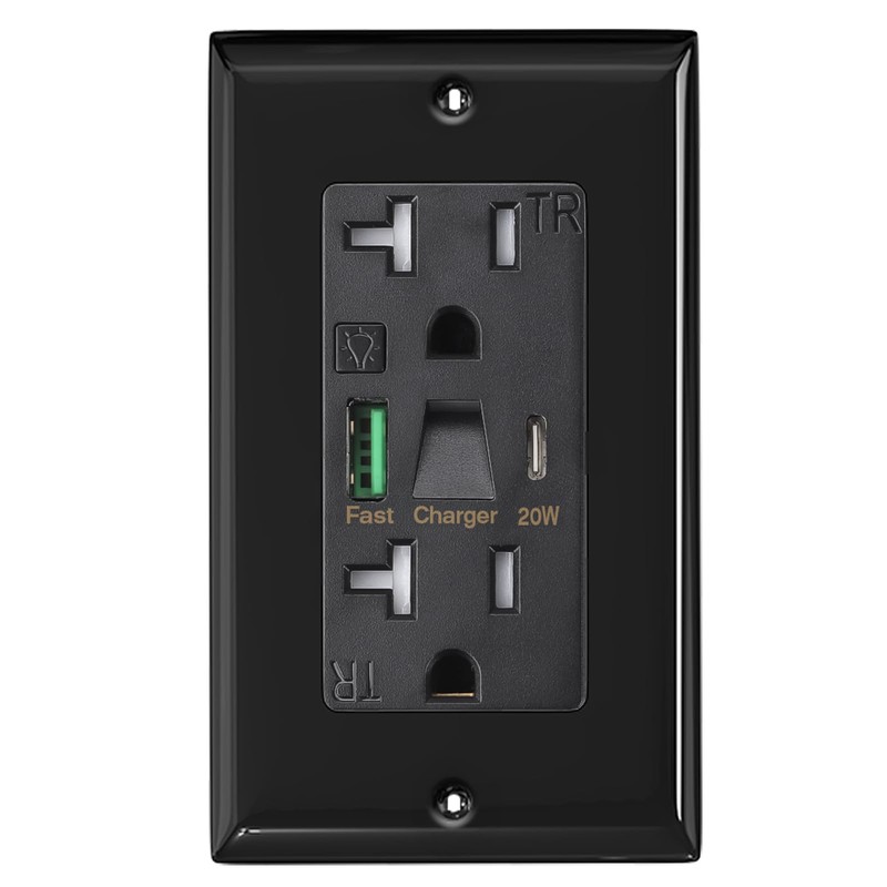 PD USB Outlet with Light,20W Power Delivery USB Receptacle with