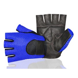 MESH LEATHER GYM WEIGHT TRAINING FITNESS BIKE WHEELCHAIR GLOVES (LARGE)