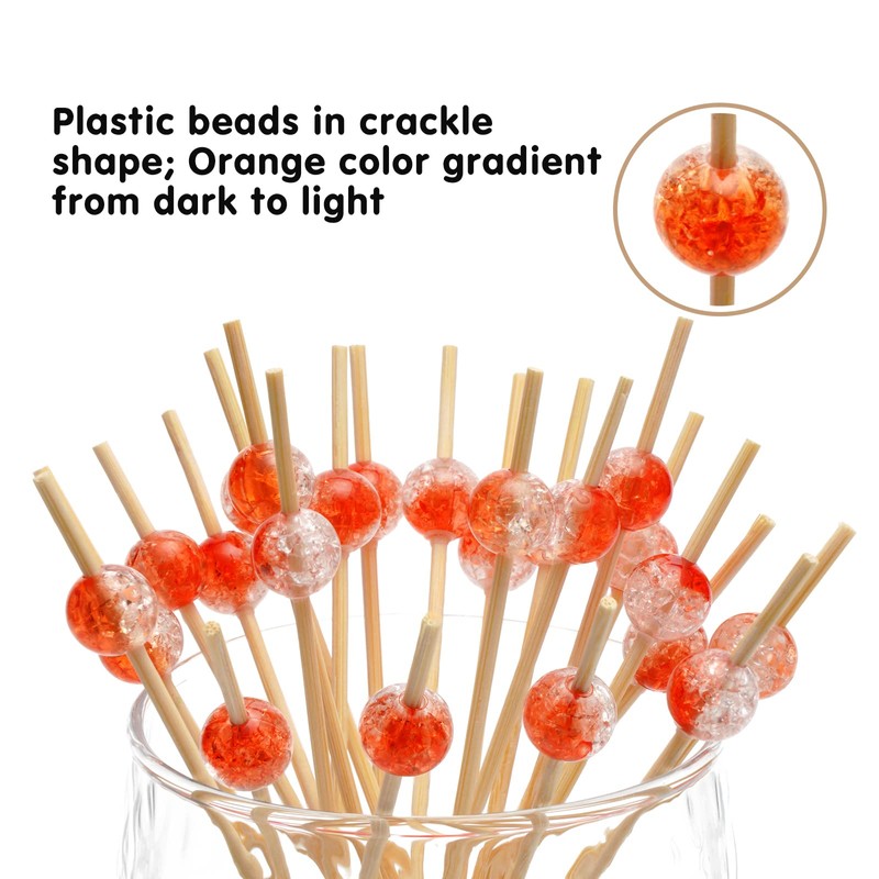 Minisland Orange Red Pearl Fancy Toothpicks for Appetizers, 4.7 Inch