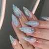 French Tip Press on Nails Medium Almond Fake Nails Glossy