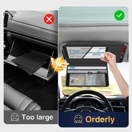 PJLJY Sun Visor Extender for Car with Registration and Insurance Holder, 2-in-1 Polarized Car Visor Extender with Registration Holder, Auto Sun Shade Extension Protects from Sun Glare