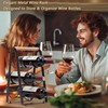 VANEME 6‑Bottle Foldable Stackable Metal Wine Rack with Wooden Handle,