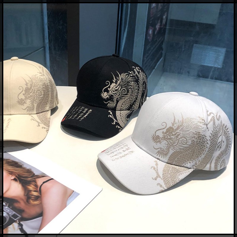White Fang CZ278 Men's Hat Cap, Dragon, Dragon, Cool, Outdoor,