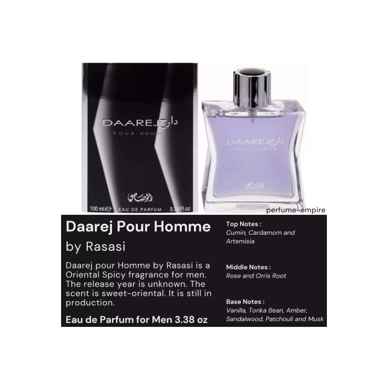Daarej Pour Homme by Rasasi EDP 3.38 oz New In