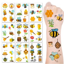 Bumble Bee Party Favor 180Pcs Temporary Tattoos for Bee Birthday Party Decorations supplies (30 Sheet)