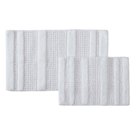 Kenneth Cole - Bath Rug Set, Soft Tufted Cotton Bathroom Decor, Absorbent Waffle Inspired Construction (Solid Waffle White, 2 Piece)
