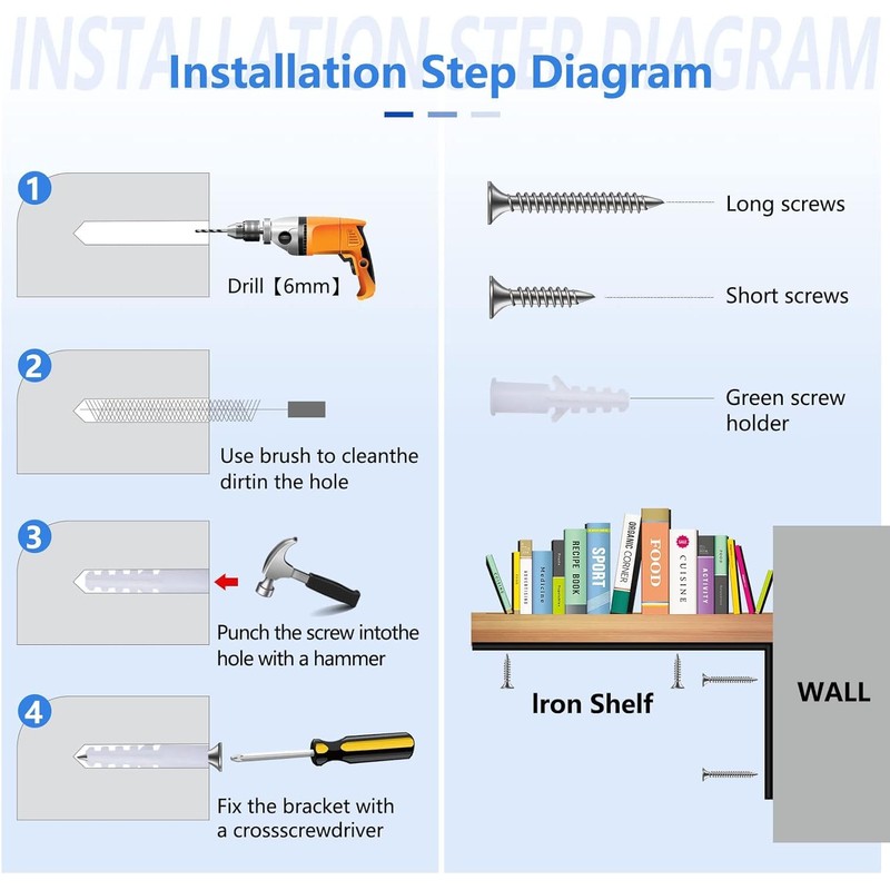 Mardili 8 Pcs Shelf Bracket,5 Inch Black Floating Shelf Bracket