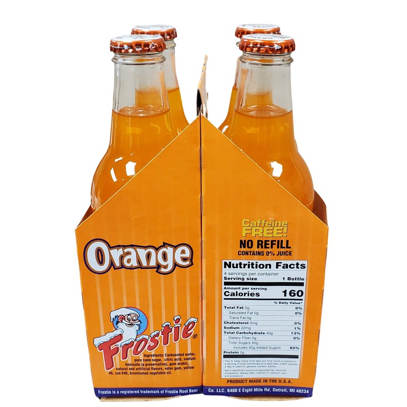 Frostie Soda 12 ounce Glass Bottles (Orange, 4)