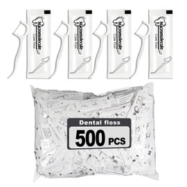 Bulk Dental Floss Picks,Travel Dental Floss Picks, Dental Floss Sticks Bulk,Floss Singles for Travel Hotel Restaurant Office Car,Dental Flossers Individually Wrapped for Deep Cleaning (Pack of 500)