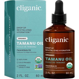 Cliganic Aceite de Tamanu Orgánico 100% Puro – 60 ml (2 fl. oz) – Certificado USDA – Vegano, Sin OMG, Prensado en Frío – Para Piel, Rostro y Cabello