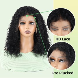 LUXEDIVA 13x6 Kinky Curly Lace Front Wigs Human Hair Curly Wig 24 Inch 12A Brazilian Pre Plucked with Baby Hair HD Transparent Lace Frontal Wigs for Women