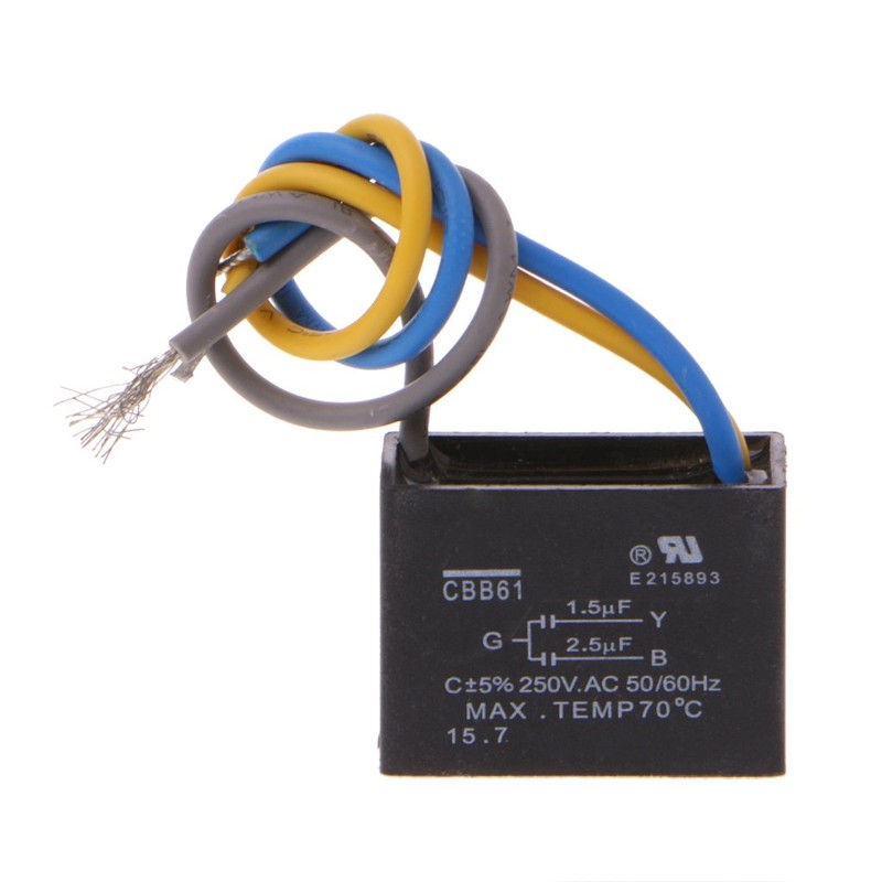 SUCHUANGUANG Black CBB61 1.5uF+2.5uF 3 Wires 250V 50/60Hz Capacitor for