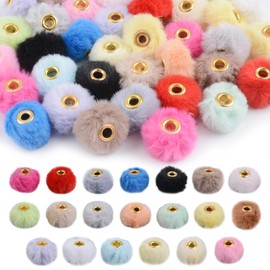 URROMA Faux Fur Beads, 100Pcs Mixed Color Soft Fluffy Beads Colorful Pom Pop Spacer Beads Bulk for DIY Jewelry Handicrafts Pens Deocr, 20 Colors