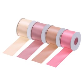 MECCANIXITY 4 Rolls Satin Ribbon, 1 1/2 Inch 10 Yards Hair Silk Ribbon for Flower Bouquet Gift Wrapping Crafts Girls Bows, Pink/Deep Pink/Peach Red/Orange Pink