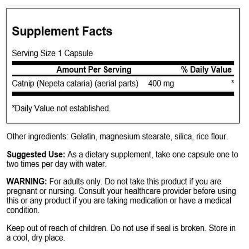 Swanson Full Spectrum Catnip 400 Milligrams 60 Capsules