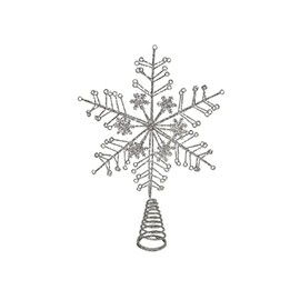 Gisela Graham Silver Glitter Snowflake Christmas Tree Star Topper (32cm), Multicolor, ONE, JNS_454681