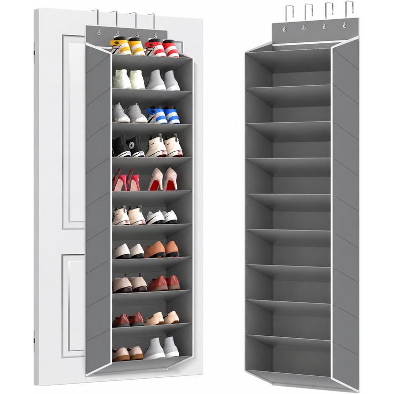 Over-the-Door Shoe Organizer for Space-Saving Storage – 10-Tier Deep Pocket