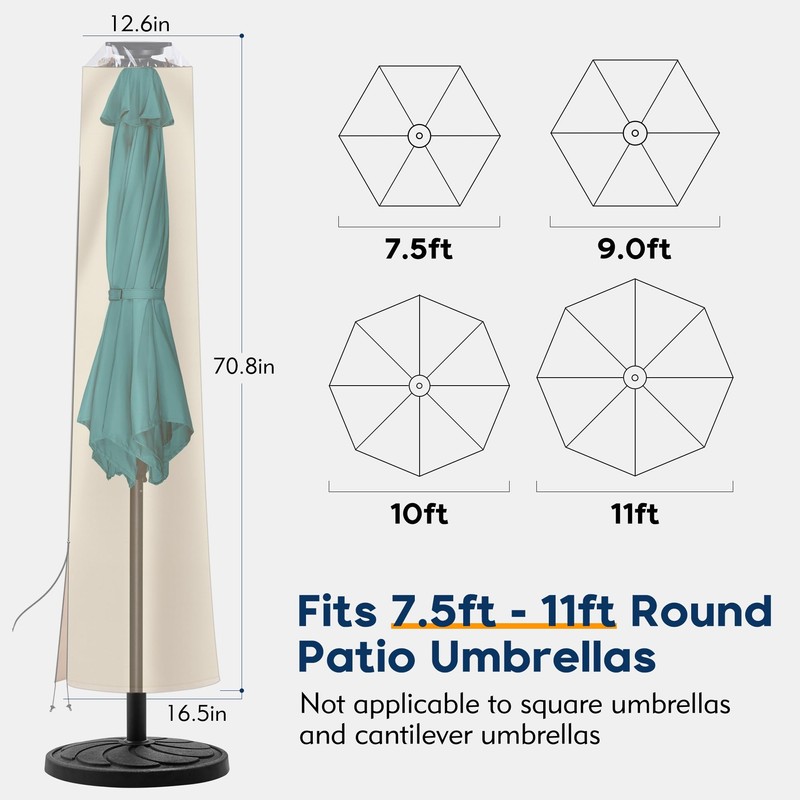 UHousDeco Solar Patio Umbrella Cover - LED Lighted Outdoor Table