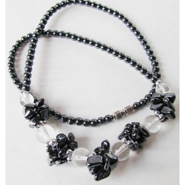 Healing Hematite Man Made Glass Beads and Hematite Clusters Necklace Available in Four Colors (Clear)