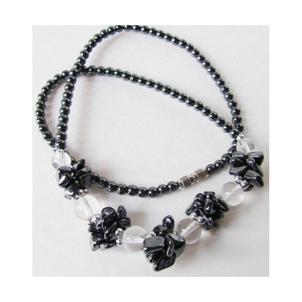 Healing Hematite Man Made Glass Beads and Hematite Clusters Necklace