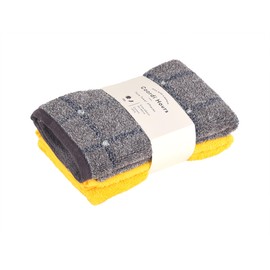 Coordi Hours Face Towels, Graphline + Color, 13.4 x 31.5 inches (34 x 80 cm), Set of 2, Gray & Yellow, Medium Thickness (Standard) Type, Color Coordination with Towel