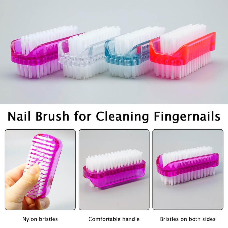 4pcs Nail Brush for Cleaning Fingernails, Multifunction Two Sided Fingernail