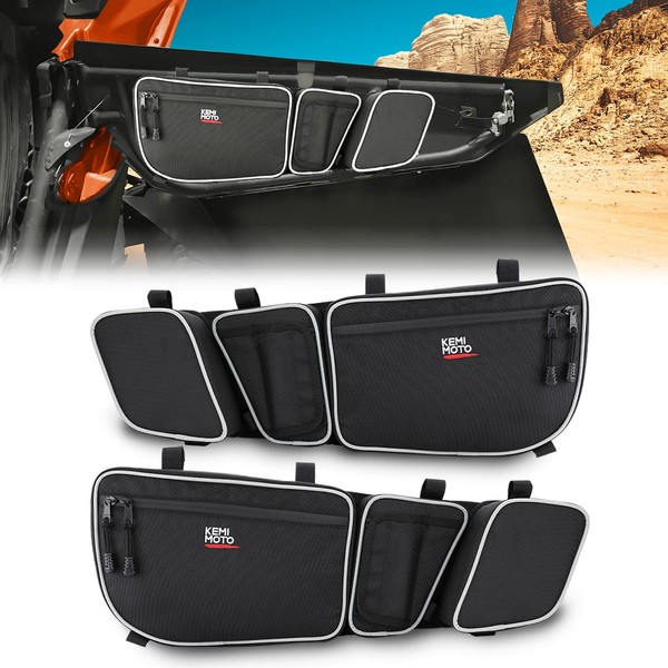 Kemimoto X3 Front Door Bags Compatible with Can am Maverick X3 MAX Turbo R X DS Turbo X RS Turbo R 2017 2018 2019 2020 2021 2022 UTV UpperDoor Storage Bags with Removable Knee Pad and Cup Holder