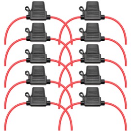 VANTRONIK Waterproof Inline Fuse Holder 10 Pack for Standard Car Fuse,14 Gauge AWG Wire UL1015, 10 Inches Long, for ATO ATC Medium Blade Plug-in Fuse