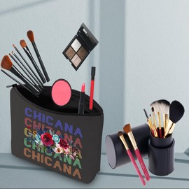 PWHAOO Chicana Mexican Makeup Bag Chicana Cosmetic Bag Chicana Latina Gift Mexican Feminist Gift (Chicana B)