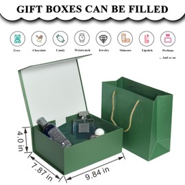 GP SUP Elegant Gift Boxes with Gift Bag for Presents with Lids Magnetic Closure Rectangle Collapsible for Christmas, Valentine's Day，Birthday Gift Packging (Green)