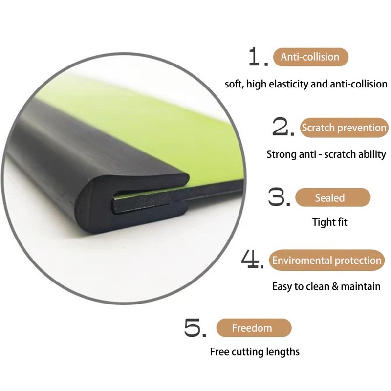 LEPEVNEY Edge Trim U Seal Black Rubber U-K Rubber Seal