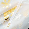 DEARTOWN Christmas Sheer Curtains, Snowflake Gold Foil Print Sheer Curtains,