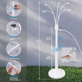 VsMon-Fri Misters for Outside Patio, Adjustable Riser Tube (up to 46in) with 26.2FT (8M) Water Supply Line,Stand Flexible Misters for Outdoor Patio Cooling Pool BBQ Kids Water Playing