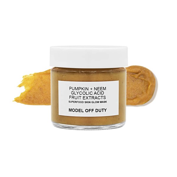 Model Off Duty Beauty Superfood Skin Glow Mask | Exfoliating Brightening Face Mask | Antioxidant Replenishing Facial Mask with Pumpkin, Neem, AHA, Fruit Extracts, Vitamin C, E | 2.0 oz