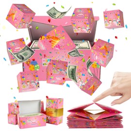 FUYAHA Birthday Surprise Gift Box Explosion - Surprise Gift Boxes for Money, Pop Out Folding Bounce Explosion Gift Box with Confetti, DIY Birthday Money Cash Gift Idea for Kids & Adults