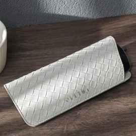 OLETHA Soft Glasses Case Set of 2 - Aesthetic Slim Travel Pouch for Sunglasses Eyeglass Reading Glass - Woven Textured, Grey