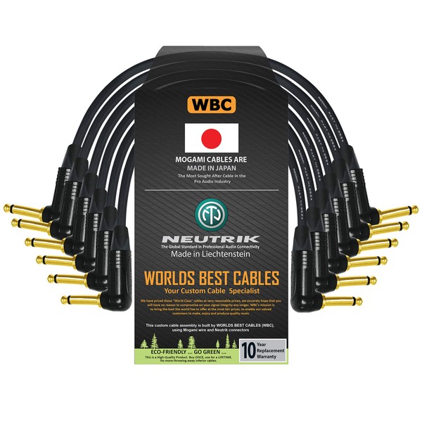 WORLDS BEST CABLES 6 Units - 12 Inch - Guitar